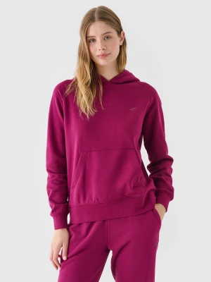 4F Bluza dresowa nierozpinana z kapturem damska - fioletowa S