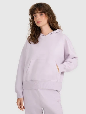4F Bluza dresowa nierozpinana z kapturem damska - fioletowa L