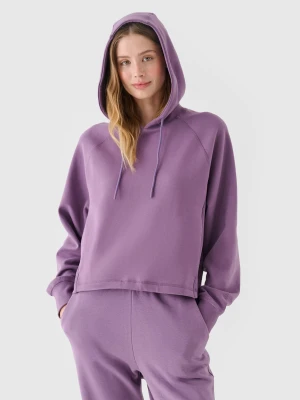 4F Bluza dresowa nierozpinana z kapturem damska - fioletowa XXL