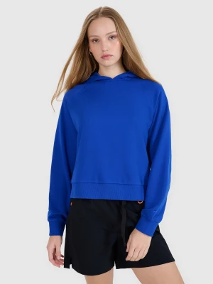 4F Bluza dresowa nierozpinana z kapturem damska - niebieska XS