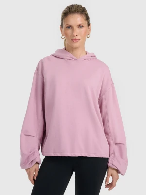 4F Bluza dresowa nierozpinana z kapturem damska - różowa XS
