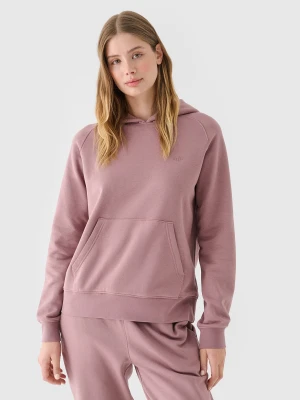 4F Bluza dresowa nierozpinana z kapturem damska - różowa XS
