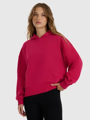 4F Bluza dresowa nierozpinana z kapturem damska - różowa XL