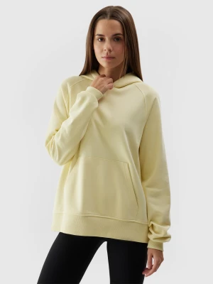 4F Bluza dresowa nierozpinana z kapturem damska - żółta XXL
