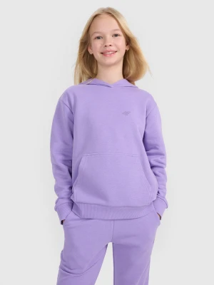 4F Bluza dresowa nierozpinana z kapturem dziewczęca - fioletowa 146 (10-11 lat)