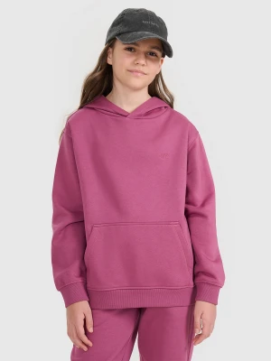 4F Bluza dresowa nierozpinana z kapturem dziewczęca - fioletowa 134 (8-9 lat)