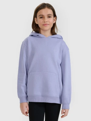4F Bluza dresowa nierozpinana z kapturem dziewczęca - granatowa 140 (9-10 lat)