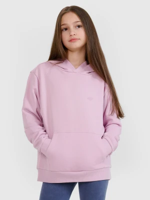 4F Bluza dresowa nierozpinana z kapturem dziewczęca - różowa 164 (13-14 lat)