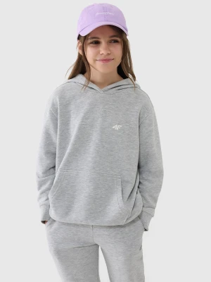 4F Bluza dresowa nierozpinana z kapturem dziewczęca - szara 128 (7-8 lat)