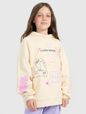 4F Bluza dresowa nierozpinana z kapturem dziewczęca - żółta 164 (13-14 lat)