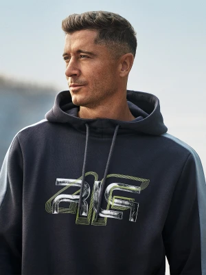 4F Bluza dresowa nierozpinana z kapturem męska 4F x Robert Lewandowski - szary S