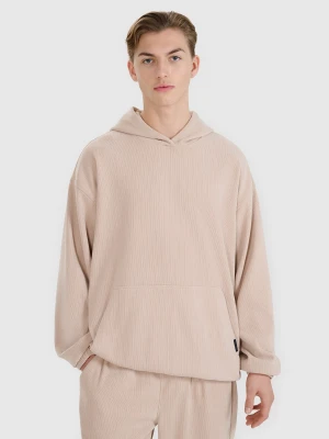 4F Bluza dresowa nierozpinana z kapturem męska - beżowa L