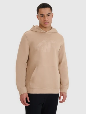 4F Bluza dresowa nierozpinana z kapturem męska - beżowa XXL
