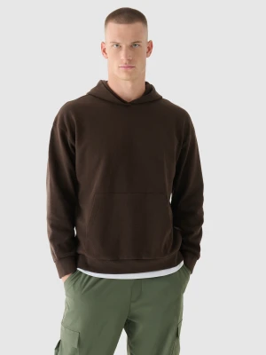 4F Bluza dresowa nierozpinana z kapturem męska - brązowa M