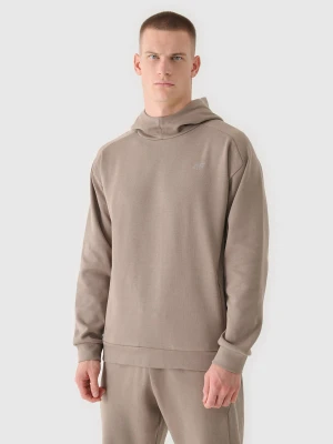 4F Bluza dresowa nierozpinana z kapturem męska - brązowa XXL