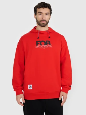 4F Bluza dresowa nierozpinana z kapturem męska - czerwona M