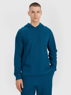 4F Bluza dresowa nierozpinana z kapturem męska - turkusowa M