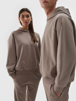 4F Bluza dresowa nierozpinana z kapturem uniseks - brązowa L