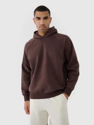 4F Bluza dresowa nierozpinana z kapturem uniseks - brązowa S