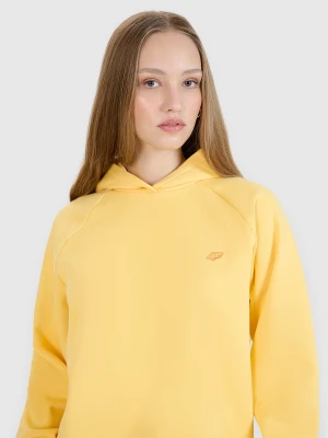 4F Bluza dresowa nierozpinana z kapturem uniseks - zółta XL