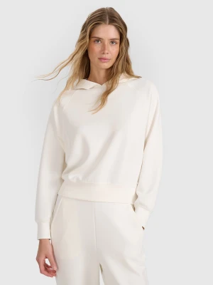 4F Bluza dresowa nierozpinana z modalem damska - biała L