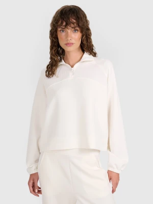 4F Bluza dresowa nierozpinana z modalem damska - biała XL