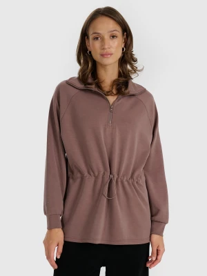 4F Bluza dresowa nierozpinana z modalem damska - brązowa M