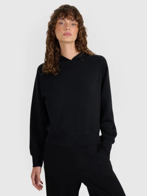 4F Bluza dresowa nierozpinana z modalem damska - czarna XS