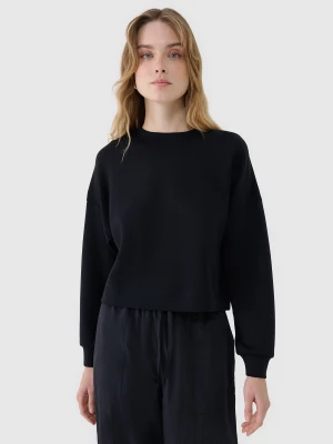 4F Bluza dresowa nierozpinana z modalem damska - czarna S