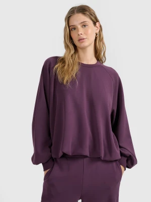 4F Bluza dresowa nierozpinana z modalem damska - fioletowa L