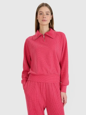 4F Bluza dresowa oversize nierozpinana bez kaptura damska - różowa S