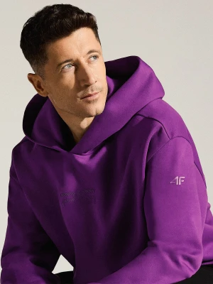 4F Bluza dresowa oversize z kapturem męska 4F x Robert Lewandowski - fioletowa M