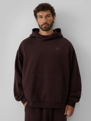 4F Bluza dresowa oversize z kapturem męska - brązowa M