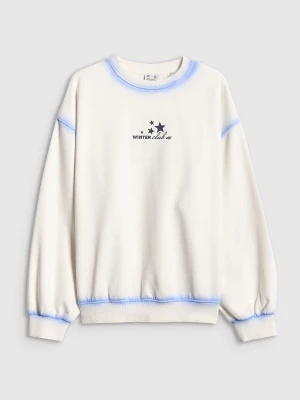 4F Bluza dresowa regular bez kaptura damska - biała XL