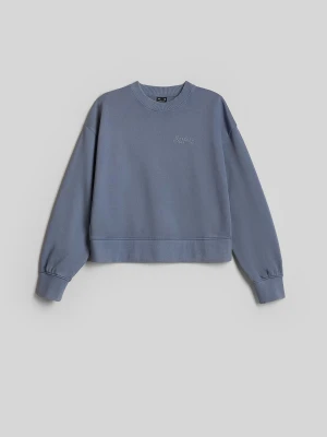 4F Bluza dresowa regular bez kaptura damska - denim XL Granatowy