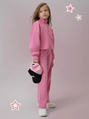 4F Bluza dresowa regular bez kaptura dziewczęca - różowa 152 (11-12 lat)