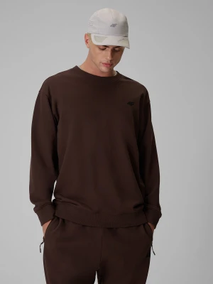 4F Bluza dresowa regular bez kaptura męska - brązowa XL