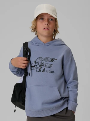 4F Bluza dresowa regular z kapturem chłopięca - granatowa 140 (9-10 lat)