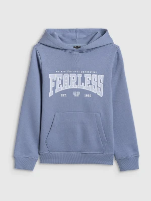 4F Bluza dresowa regular z kapturem chłopięca - niebieska 128 (7-8 lat)