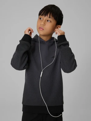 4F Bluza dresowa regular z kapturem chłopięca - szara 128 (7-8 lat)