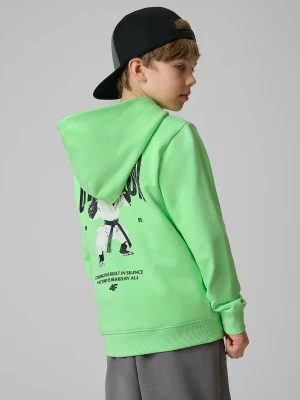 4F Bluza dresowa regular z kapturem chłopięca - zielona 152 (11-12 lat)