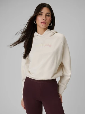 4F Bluza dresowa regular z kapturem damska - beżowa XXL
