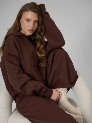 4F Bluza dresowa regular z kapturem damska - brązowa S