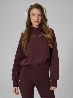 4F Bluza dresowa regular z kapturem damska - brązowa S