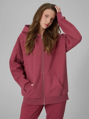 4F Bluza dresowa regular z kapturem damska - burgundowy S