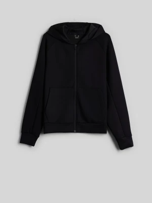 4F Bluza dresowa regular z kapturem damska - czarna XS