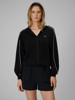 4F Bluza dresowa regular z kapturem damska - czarna XL