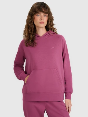 4F Bluza dresowa regular z kapturem damska - fioletowa M