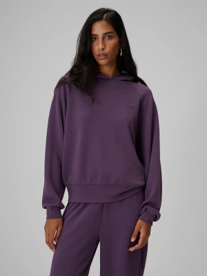 4F Bluza dresowa regular z kapturem damska - fioletowa XS