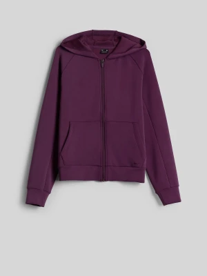 4F Bluza dresowa regular z kapturem damska - fioletowa M